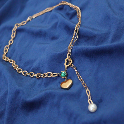 Indus Groovy | Stainless Golden Hear and Pearl Pendent