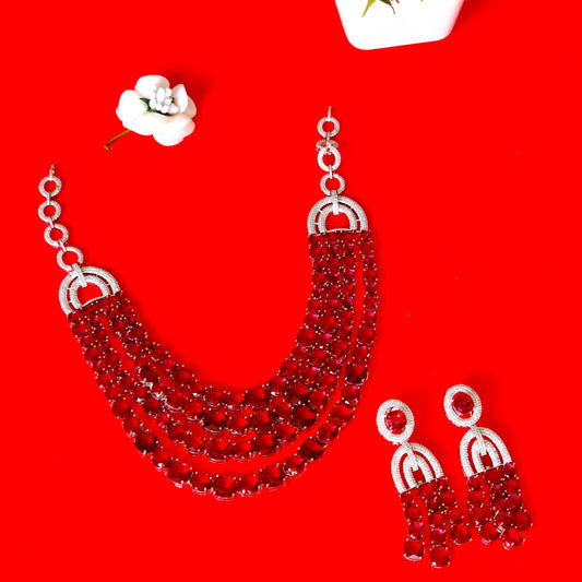 Indus Signature series 4 layered red necklace set