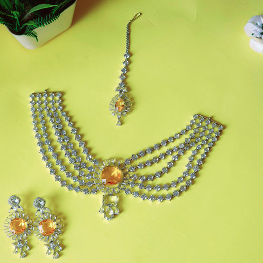 Indus Signature series Nita Ambani inspired yellow necklace set