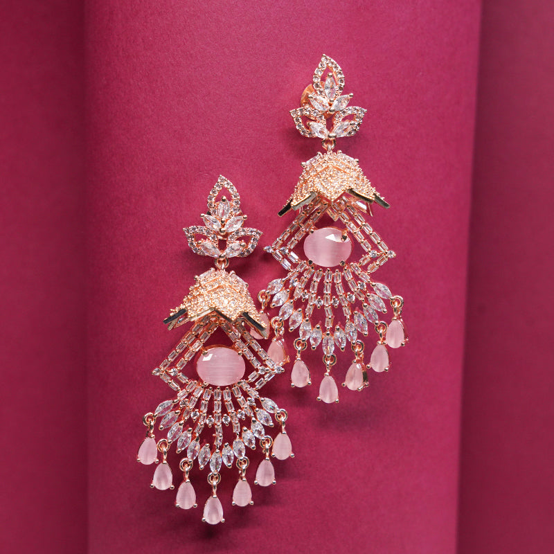 Indus Crown Cut pink stone Earrings