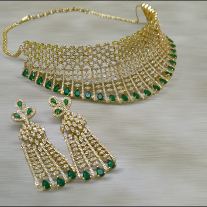 Sajni 18k gold plated emerald Choker set