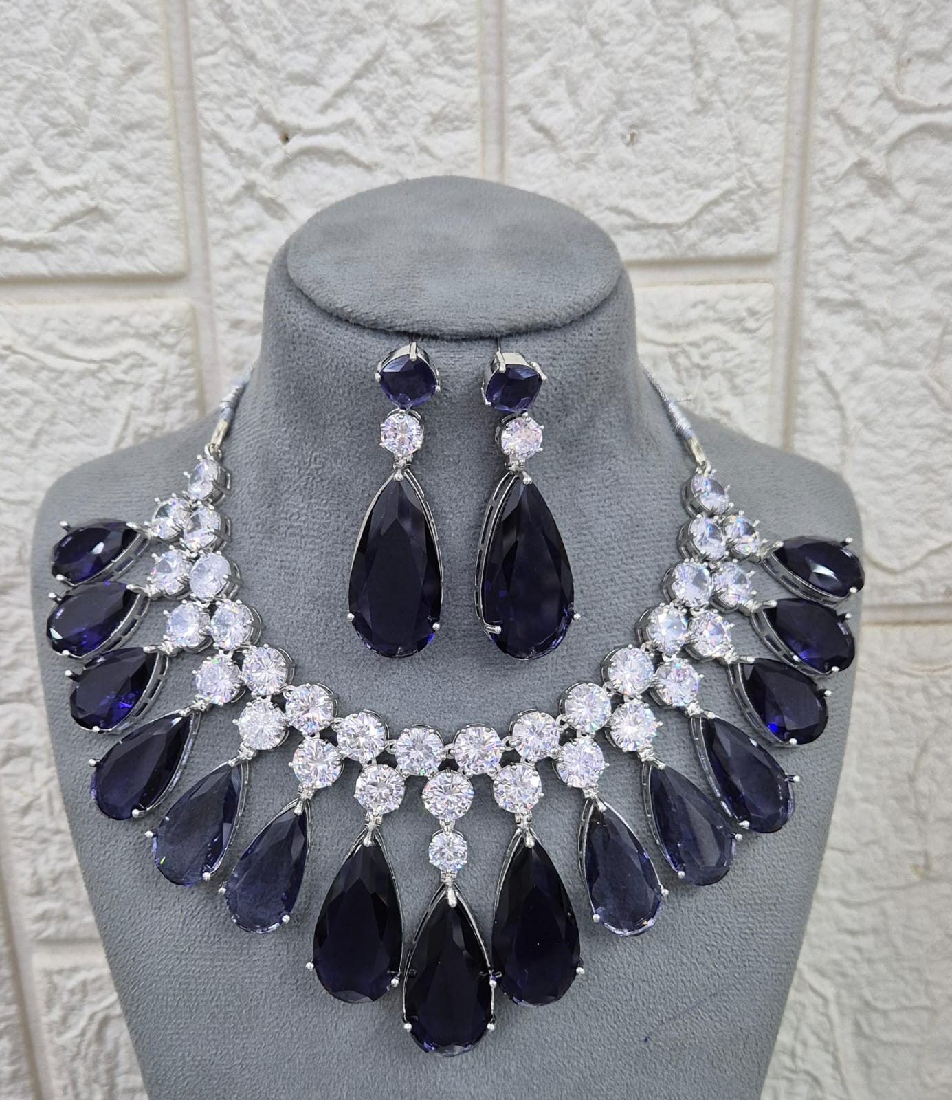 Indus Shreya Crystal AAA American diamond necklace set