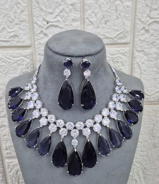 Indus Shreya Crystal AAA American diamond necklace set