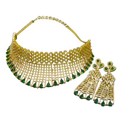 Sajni 18k gold plated emerald Choker set